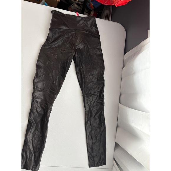 Spanx Faux Leather Moto Leggings High Waisted Sculpting Black L/G - Picture 5 of 5